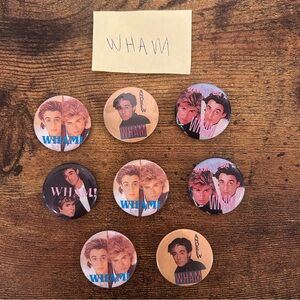 VTG 80’s WHAM! George Michael Pinback Concert buttons pins pop rock